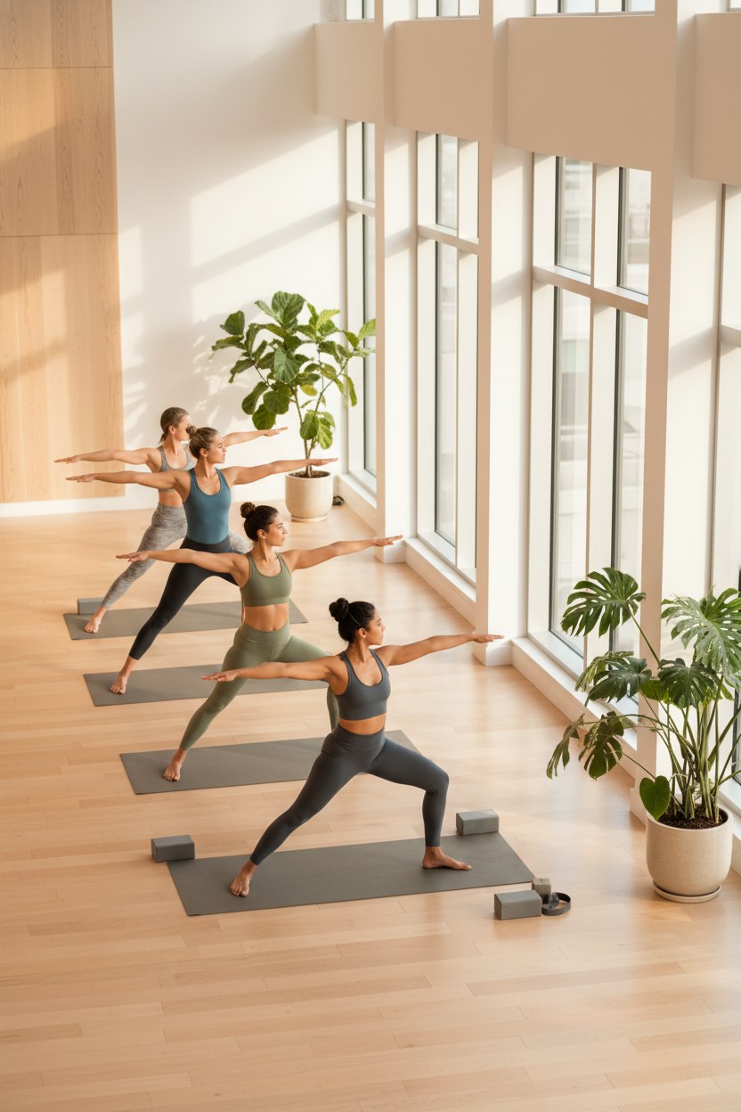 Beyaz Yoga Studio'da grup yoga dersi